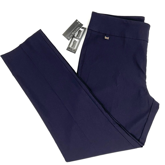 SOLD NWT Kim Rogers Women's Size 14 Average Luxe Stretch Slim Leg Navy Pull-on - Picture 3 of 7